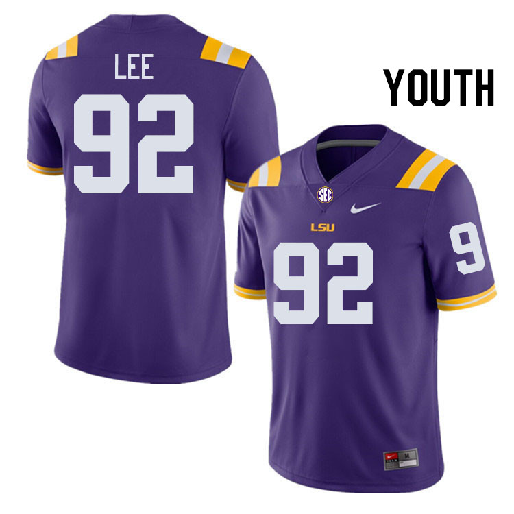 Youth #92 Jalen Lee LSU Tigers College Football Jerseys Stitched-Purple